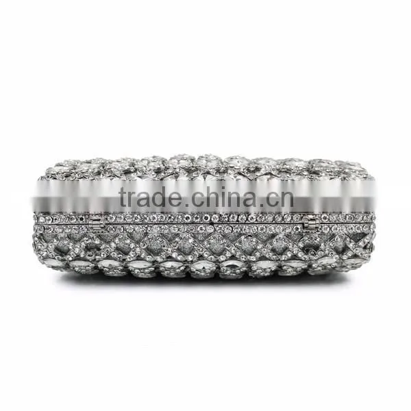 silver clutch evening bag bridal wedding handbags fancy ladies purse (88164A-S)