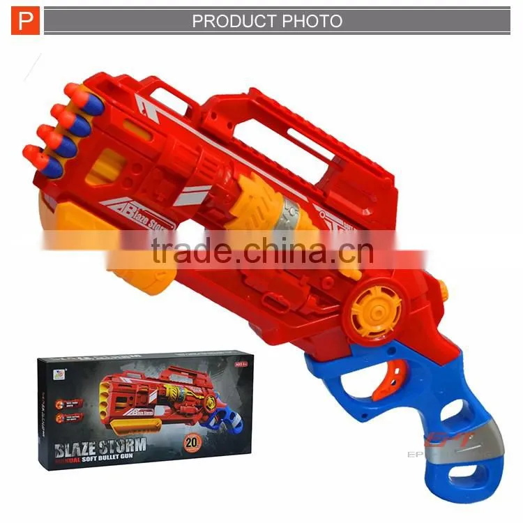 ICTI Proved cool design hand power soft bullet gun toys for kids