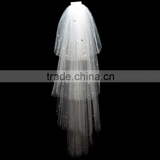 2016 Edged Ivory White Wedding Veil Soft Tulle High Quality Wedding Veils