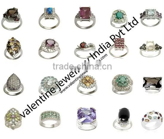 silver wedding ring set, emerald ring