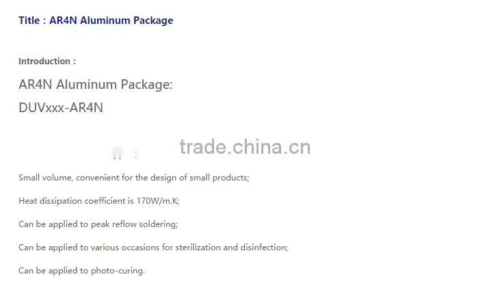 High quality AR4N Aluminum Package For water purification 265nm 280nm 310nm