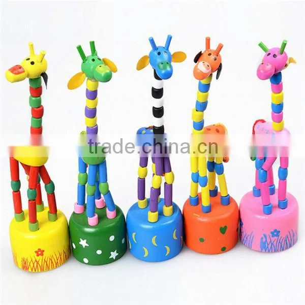 Pop-up giraffe wooden puppet Push finger toy
