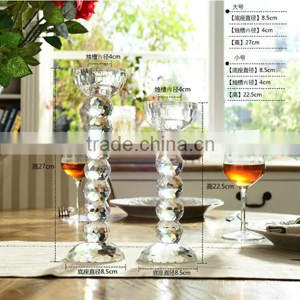2016 wholesale transparent crystal candle holder for home decor