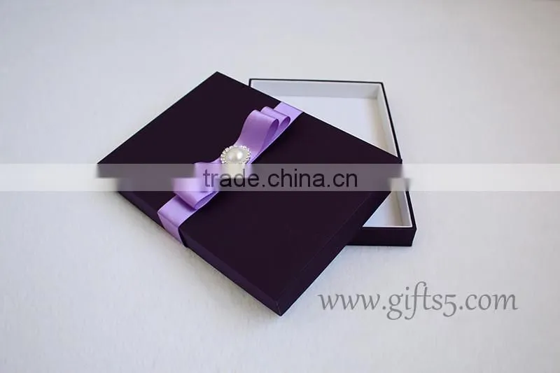 High end luxury silk wedding invitation box
