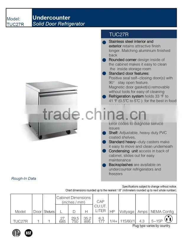 table counter refrigerator, catering supplies_TUC27R