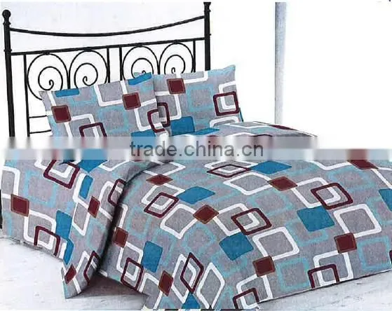 Microfiber Printed Bed Sheet Set With Square Design