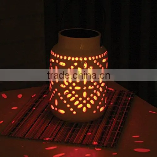 hanging led ceramic solar lantern light