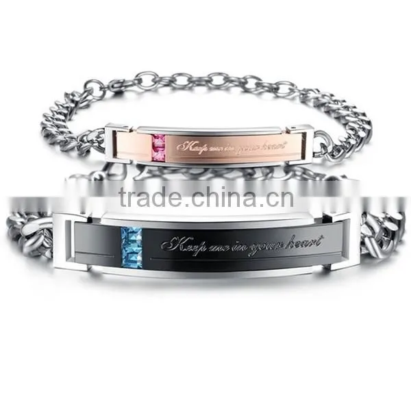 Titanium Steel Exquisite Zircon Bracelets For Couple