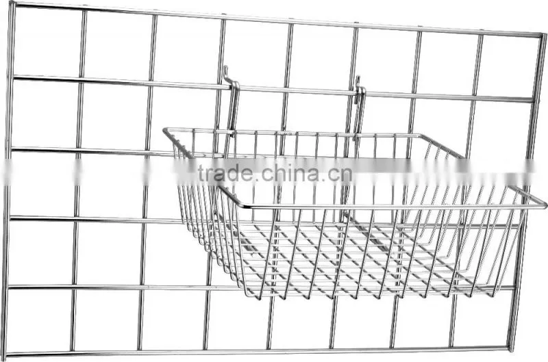 Iron material slatwall gridwall wire display basket
