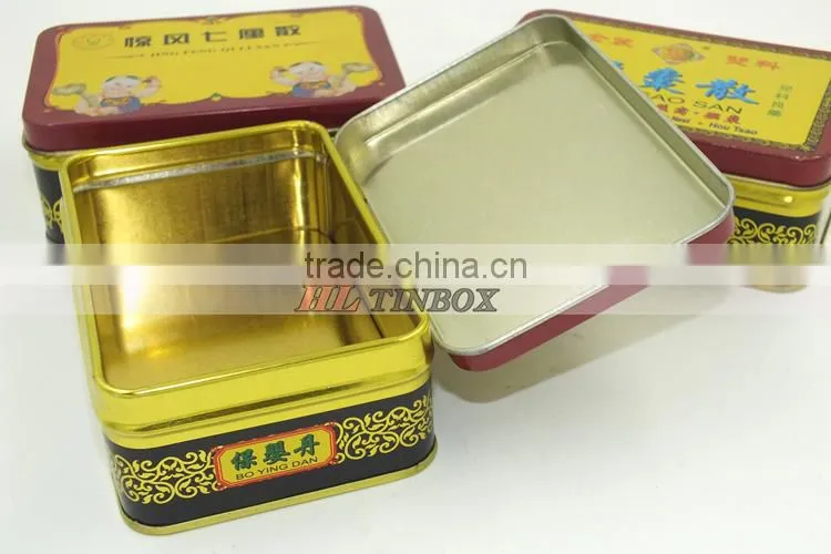 Rectangular Medicine Pill Tin Can with Lid