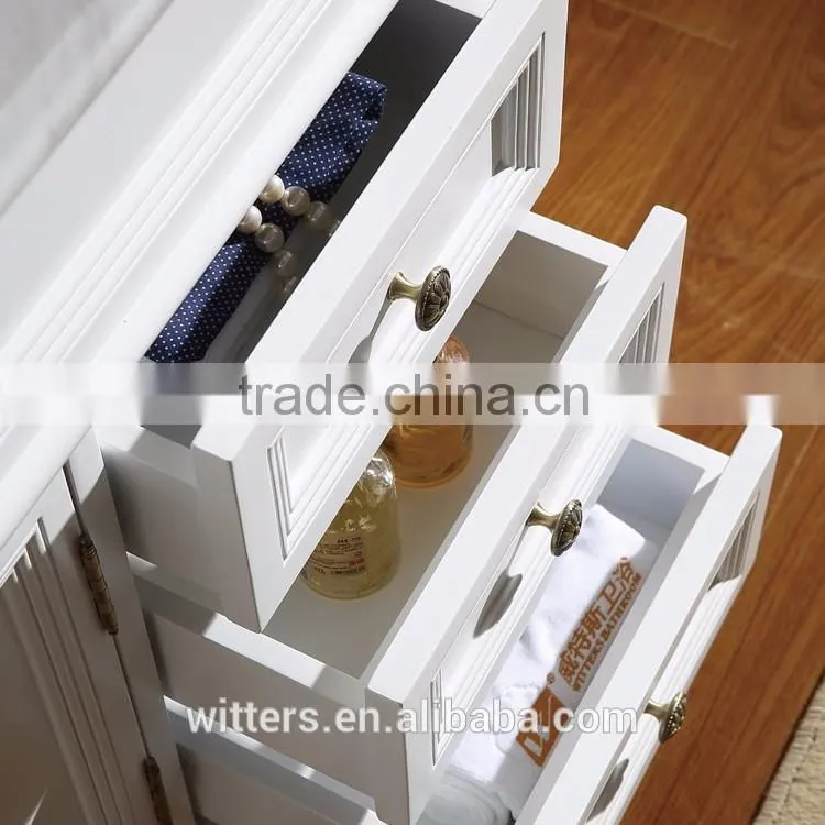 WTS-817YLO 48" white rubber wood Bath Vanity with natural white Marble Top