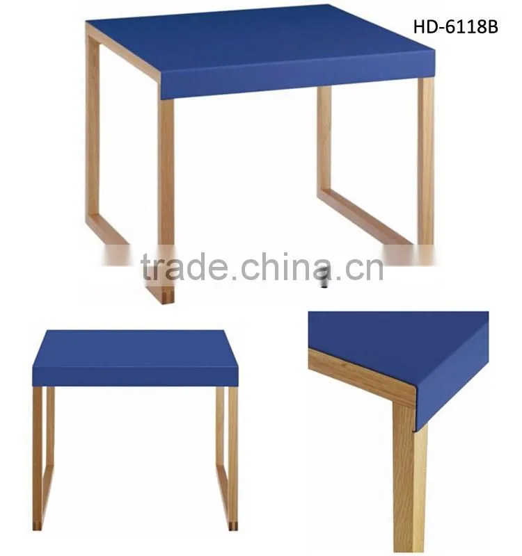Colorful wooden Coffee Table with metal top