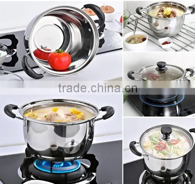 Fashion double bottom stainless steel soup pot,healthy double wall vacuum soup pot,factory stockpot soup pot&milk pot with cover