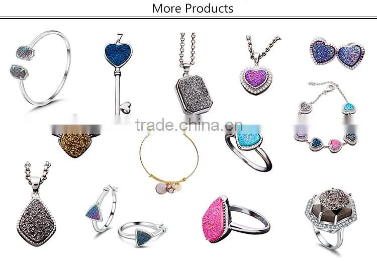 New Arrival Jewellery Druzy Silver Necklace Chain