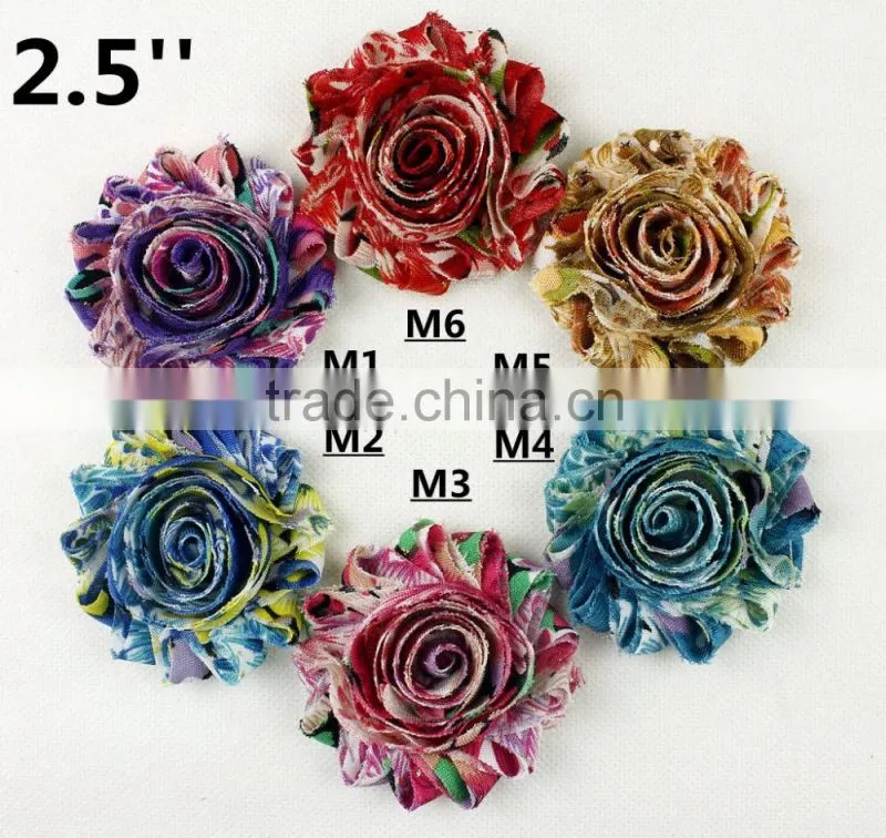 chiffon rosettes frayed shabby flower trim wholesale