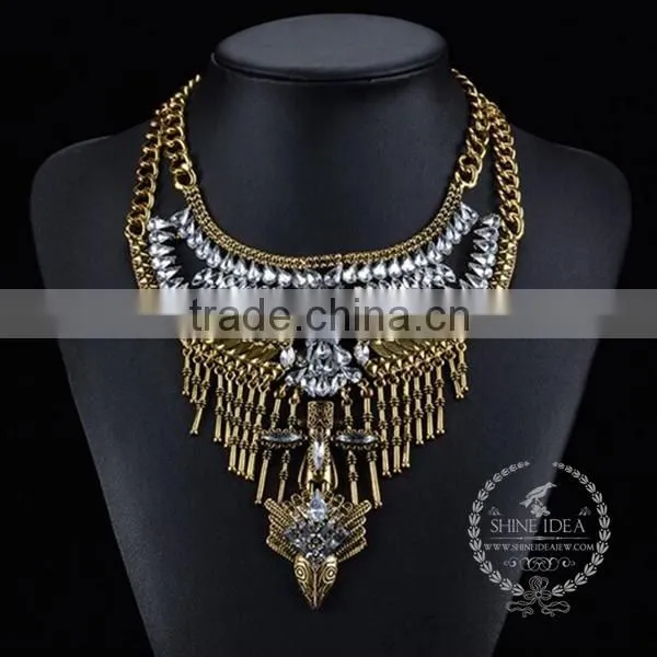 high quality vintage colorful rhinestone chunky statement necklace tin alloy fashion women pendant necklace 6390064