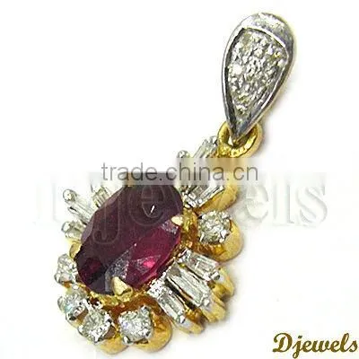 Ruby Diamond Pendant Sets, 14K Gold Pendant Sets, Diamond Jewelry