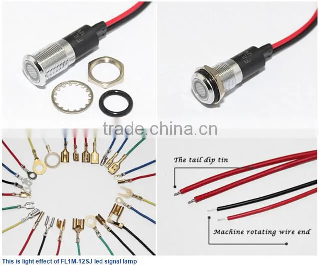 12mm flat head 220V red color led railway signal lamps high quality led light button