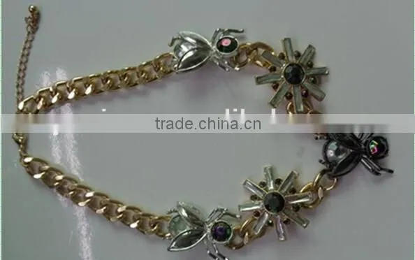 2014Hot saling Short coarse chain necklace with AB acrylic flower