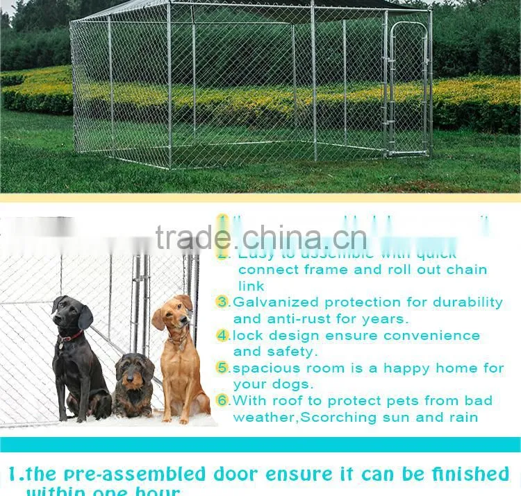 Custom logo large outdoor galvanized chain link dog fence kennel dog cage fence