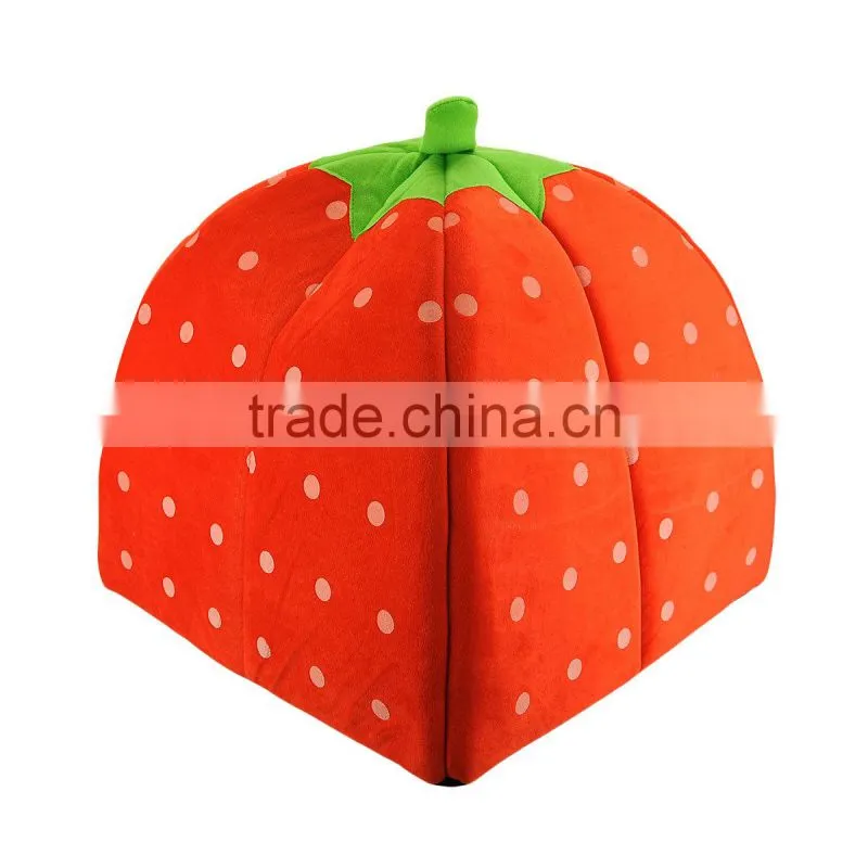 New Arrival Red Foldable Sponge Pet Dog Cat House Tent Bed Strawberry Shape Warm Kennel L
