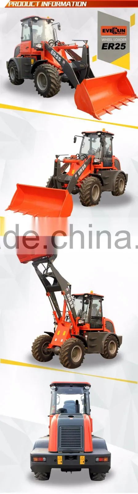 Everun 2.5ton CE Approved mini wheel loader with Bucket