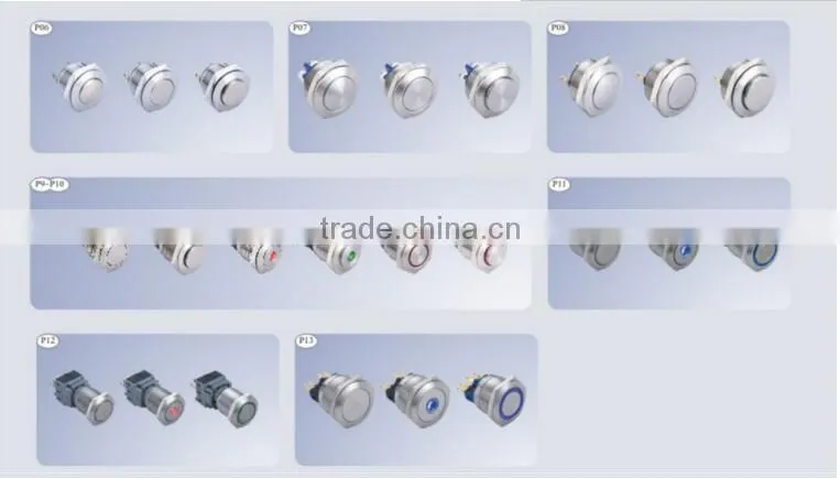 LA16JS 16mm momentary/alternate Stanless Steel/brass crust material 3A/250VAC 5 pin metal button push button switch