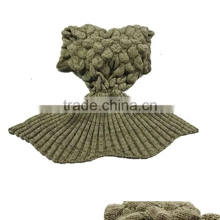 Wholesale custom various colors knitted mermaid tail blanket for children