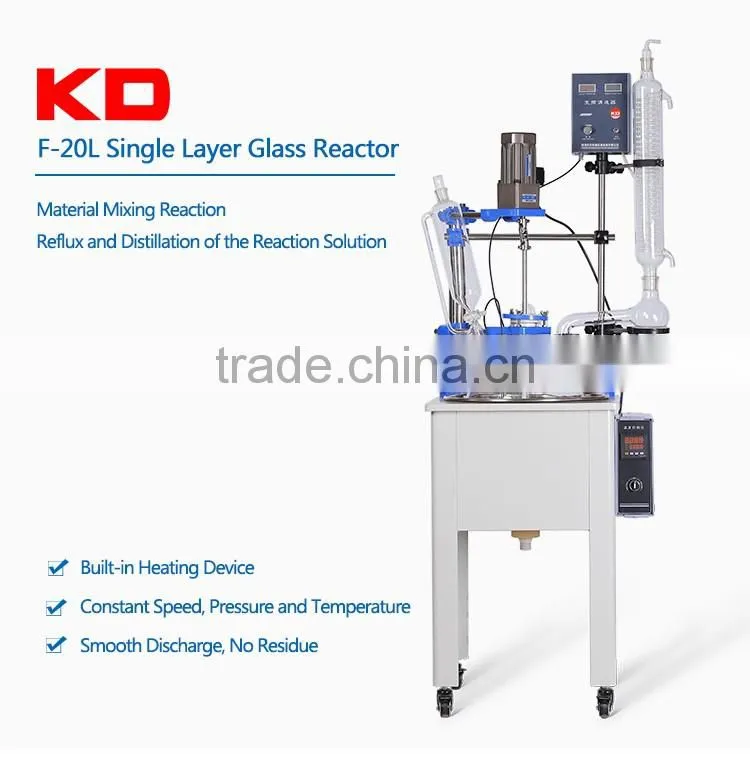 2017 Hot Sale 20L Single Layer High Borosilicate Gass Bioreactor