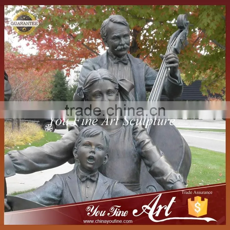 Garden Life Size Bronze Family Music Sculpture