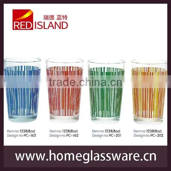 10oz glass with printing designs,water cup,printed glass cup