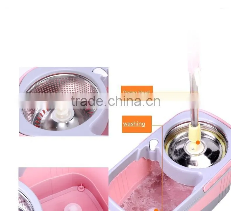 Spin Mop & Bucket System, Deluxe 360 Degree Spin Self-wringing Mop and Spin Dry Bucket with 2 Mop Heads - No Foot Pedal Needed