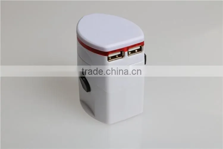 Hot selling dual USB universal adapter set with 100mA output travel adapter set with UK/EU/AU/US plug for mobile phone