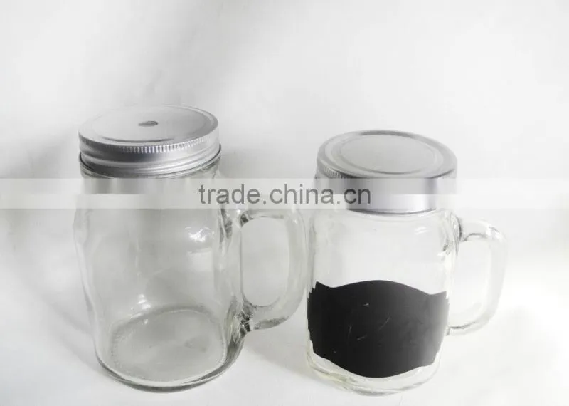 glass mason jar mason mug with handle and silver lid