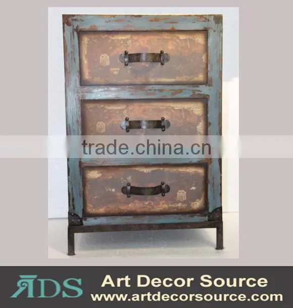 Antique wood floating wall shelf with drawers&hooks