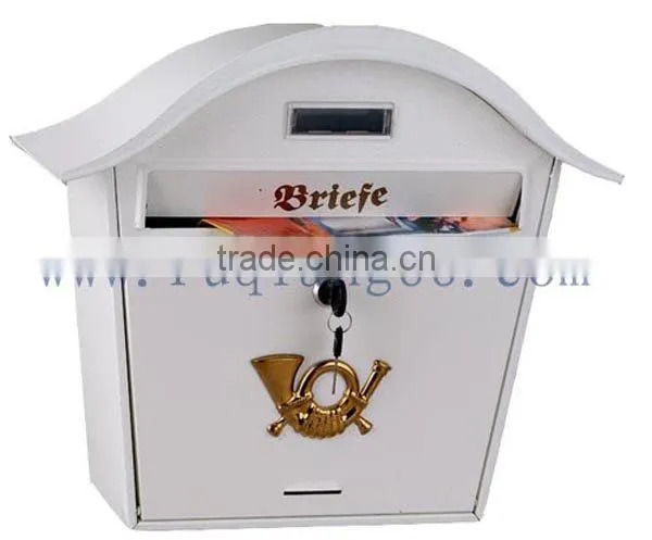 FQ-103 Wall mounted iron plate mailbox with or without newspaper cube for outside can be painting with different colors