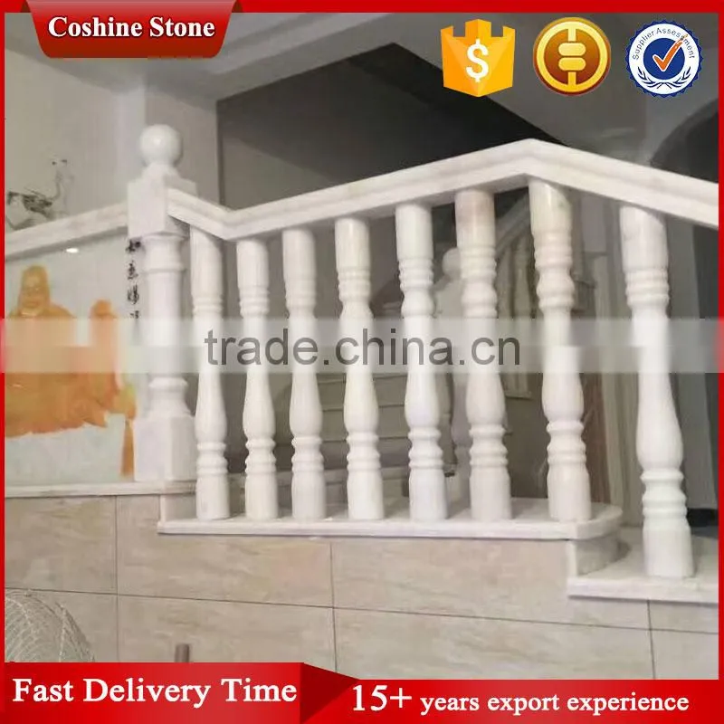 Private villa balcony and stair decorative natural white marble railing