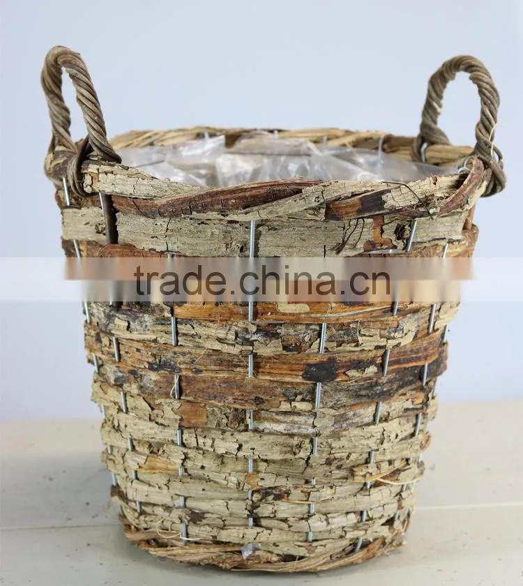Handle natural plant weaving flowerpot