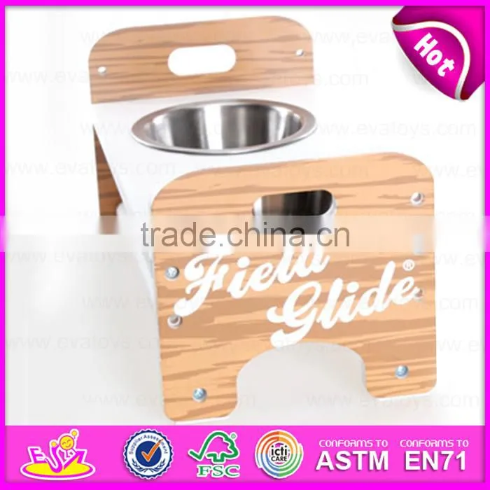 2015 pet dog wooden bowl, wooden pet dog owl with stand, wooden food feeder for pet W06F016