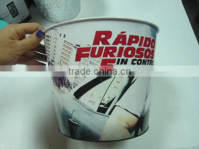 Popcorn packing tin bucket