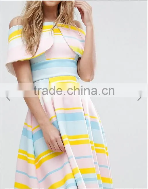 OEM Service Supply Type And Evening / Formal Dresses Type Elegant Evening Dress/ Print Off-shoulder Dress