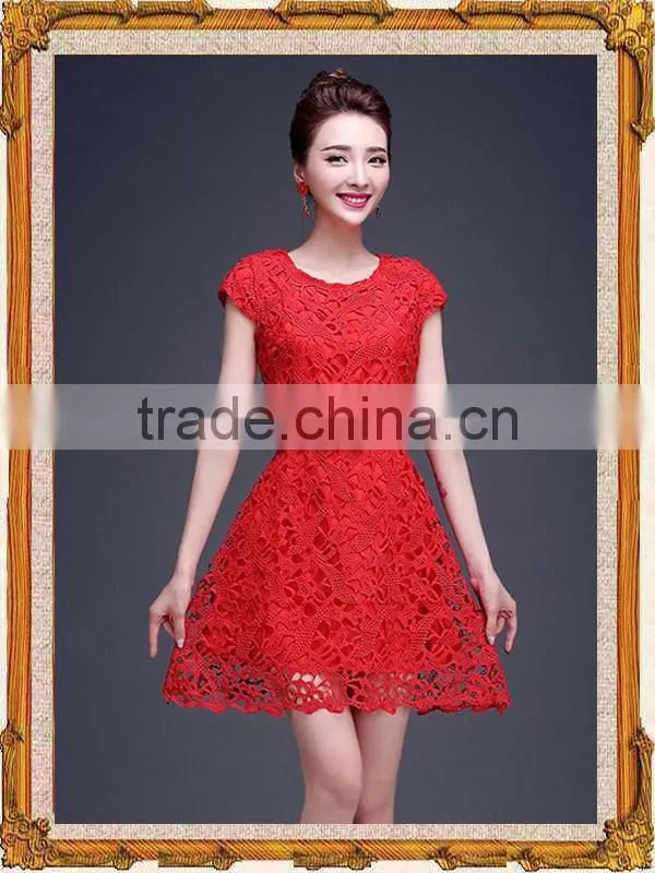 sexy red lace mature party long sleeve fashion lady dress