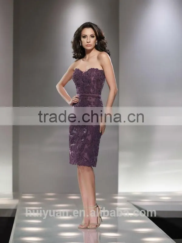 sexy formal lace strapless knee length women short dress