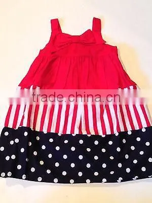 latest party wear dresses for girls 4TH OF JULY Red White Blue Dress western party wear stripe& dot dresses