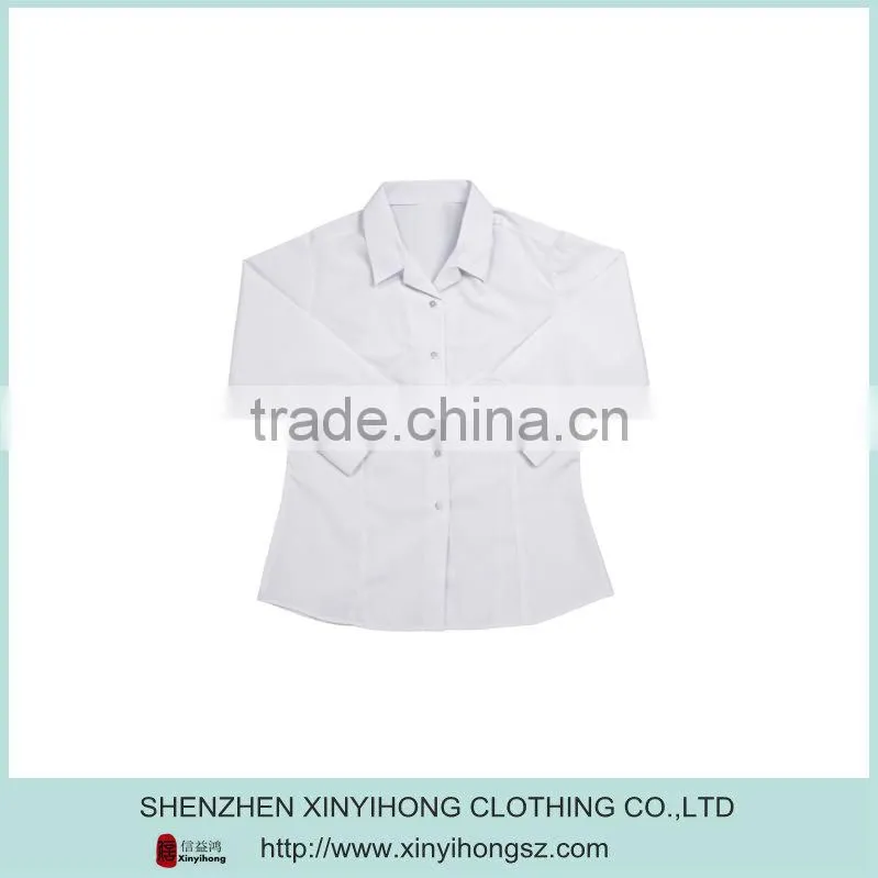 Plus Size White Color Cotton Stretch Soft Fashion Ladies Long Shirts