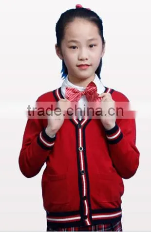 New arrival girls 100% cotton school uniform long sweater