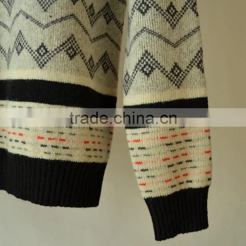 New Custom Design Fancy Color Jacquard Man Pullover Sweater