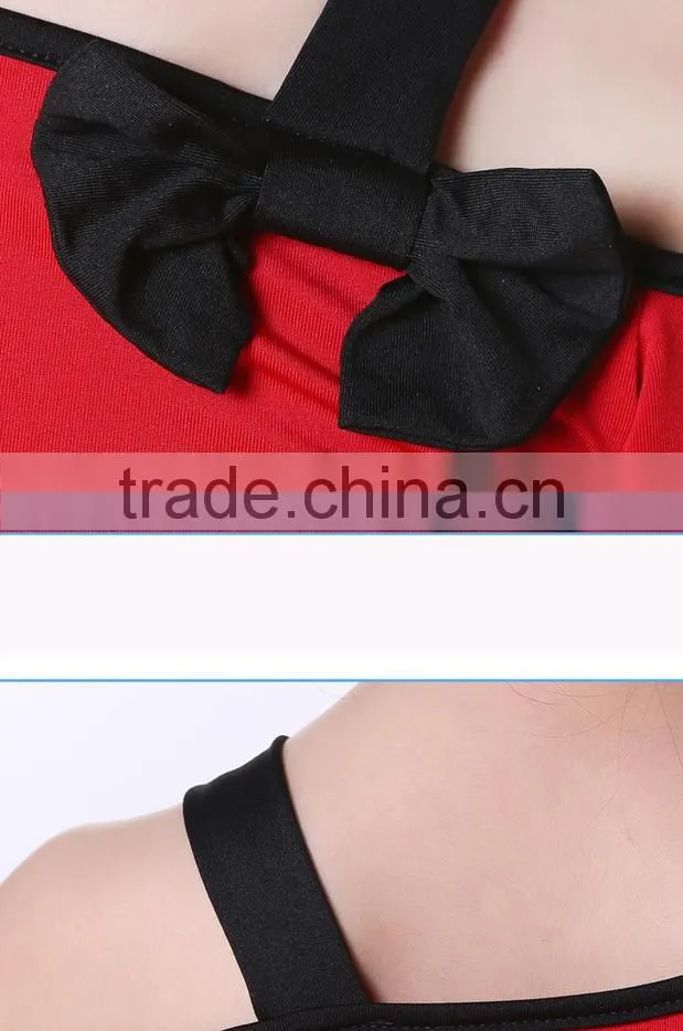 Children Kids Long Sleeve Gymnastics Shirt Pants Suit Girls Dew Shoulder Bowknot Unequal Latin Practice Dance Costumes