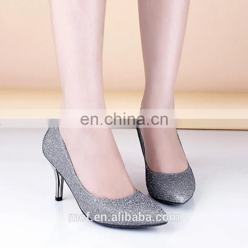 MCH-2393 New 2017 fashion Western style women Solid Color pointed shoes bling-bling sequin thin high heel shoes wholesale