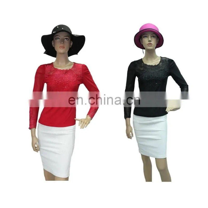 Wholesale new lace pattern shirts ladies casual long sleeve plain t-shirts pictures